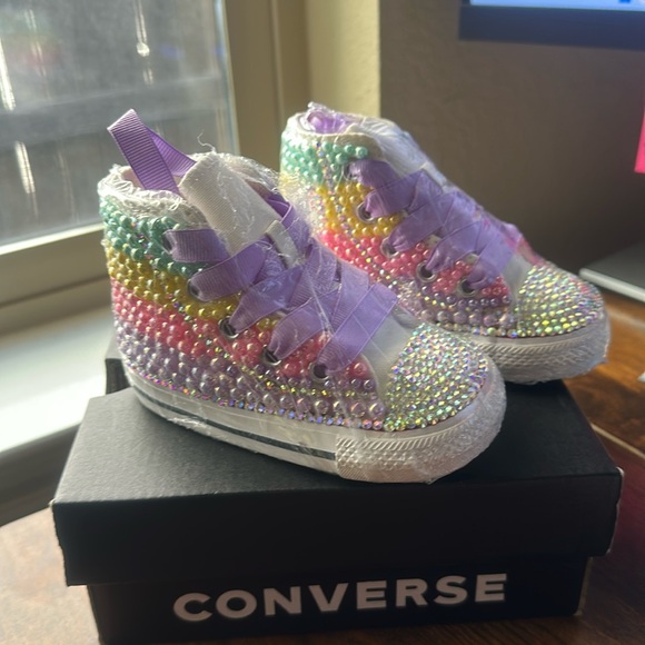 Ready to ship -Pastel Color Pearl Encrusted converse-Easter